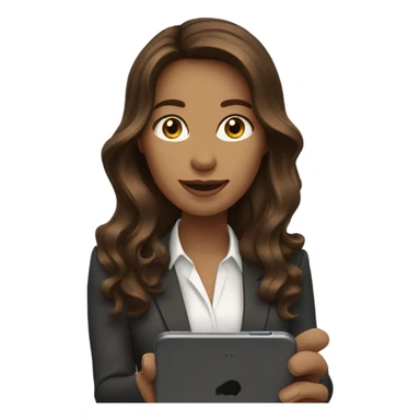 business woman with long wavy brown hair on the iphone sticker