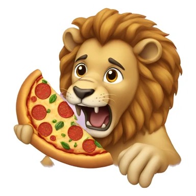 Lion eat pizza sticker