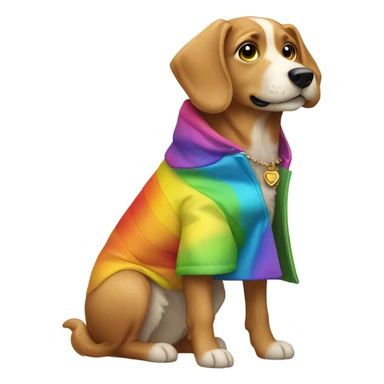 Dog wearing rainbow sticker