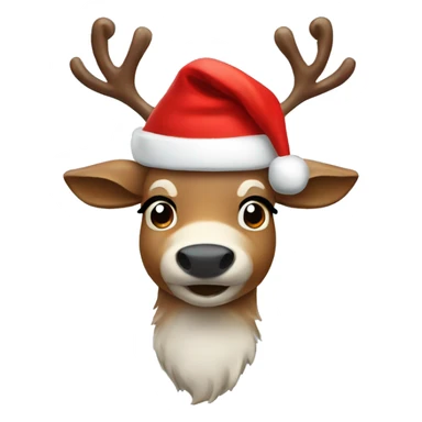 Reindeer with santa hat sticker