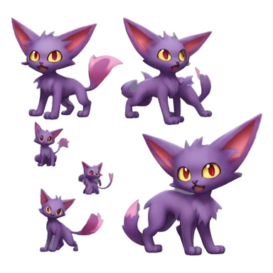Shiny Dark Litten-Espeon-Zorua-Torracat-fusion-hybrid full body sticker