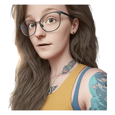 girl with glasses and tattoo sticker
