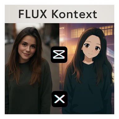 recreate this image and add logo of  text "FLUX Kontext" on top of it sticker