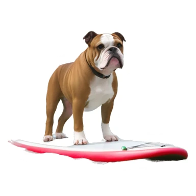 Brown and white bulldog on stand up paddle board sticker