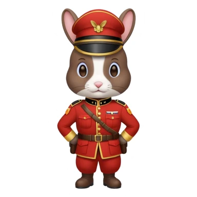 dark brown rabbit with soldier costume sticker