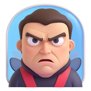 angry man, a fly on the window sticker