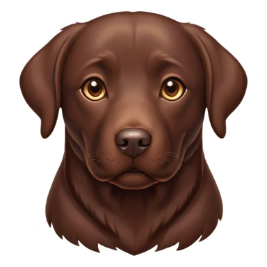 Cinematic Noble Chocolate Labrador Portrait Emoji, Poised and regal, with a robust, muscular build and a rich, glossy chocolate Fur, deep-set soulful brown eyes, Simplified yet sharp and sophisticated features, highly detailed, glowing with a soft, dignified glow, high shine, intelligent and gentle, stylized with an air of confidence, focused and attentive, soft glowing outline, capturing the essence of a watchful and loving companion, so majestic it feels as though it could bound out of the screen with effortless authority! sticker
