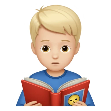 little boy reading comic bôk sticker