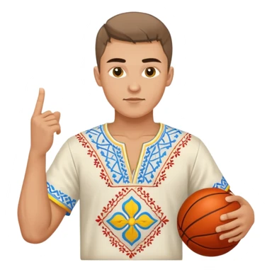 Ukrainian young man wearing traditional embroidered vyshyvanka shirt playing sports sticker
