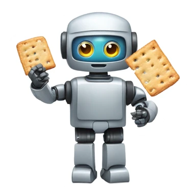 robot holding a movie cracker sticker