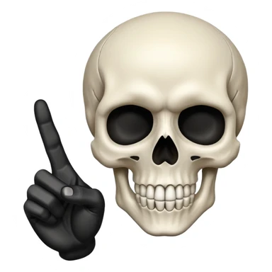 Skull emoji pointing with hand to the right at something sticker