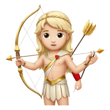 Cupid Love God with long blonde hair, cream sequin toga sticker