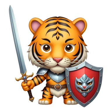 tiger face with shield and sword fantasy game character for Twitch emote sticker