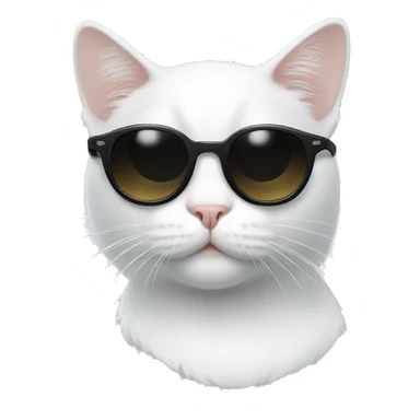 white cat with round black sunglasses  sticker