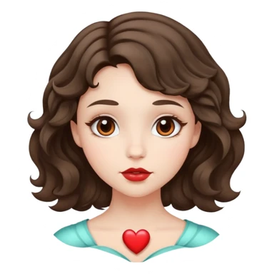 A girl with a short wavy hair and a round face with a siren like eyes, a small nose and a heart shaped lips  sticker
