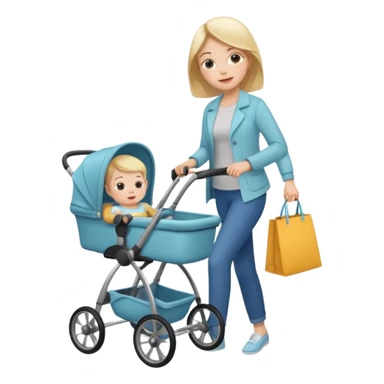lady shopping with baby sticker