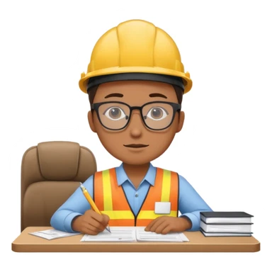 The occupational safety specialist is sitting at the paperwork sticker