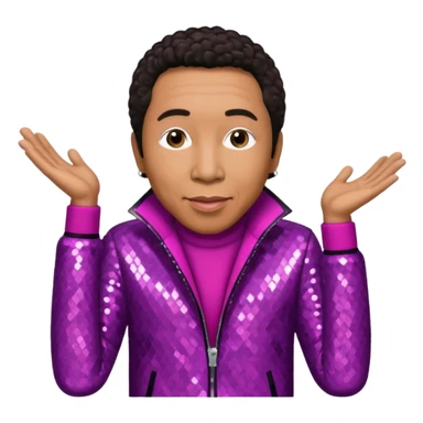 Smokey Robinson with dark brown hair, magenta sequin outfit  sticker
