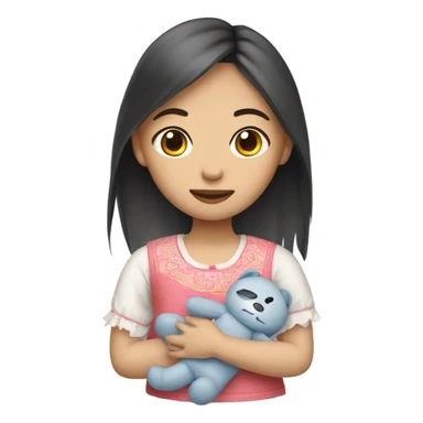 Chinese girl hand a Rag-doll sticker