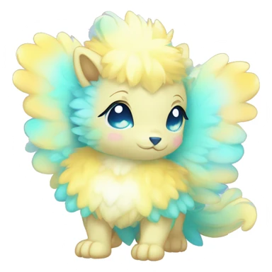 Shiny Innocent Shy Baby Sparkly Colorful Pastel Fluffy beautiful fantasy Kawaii Ethereal Sona Fakemon-animal Full Body sticker