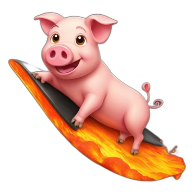 pig surfing on lava sticker
