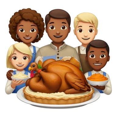 Thanksgiving Dinner with friends of all different races sticker