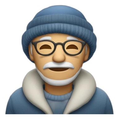 Old man with glasses reading and wearing sleeping hat sticker