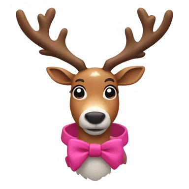 reindeer with a pink coat and a bow on its ear sticker
