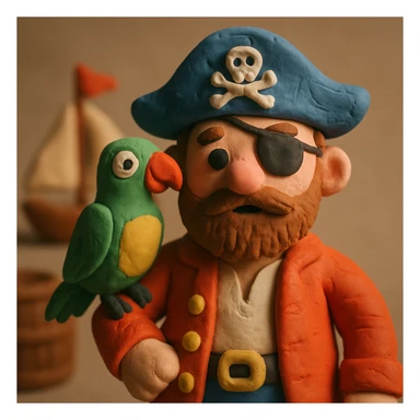 pirate with eye patch and parrot sticker
