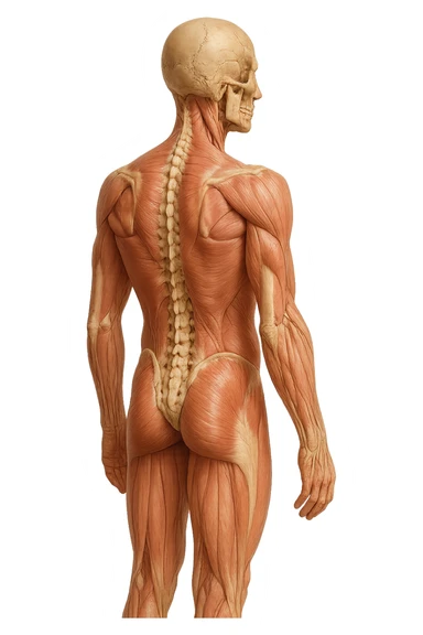 corpo umano anatomico di profilo realistico con schiena piatta, iperrealistico 4k sticker