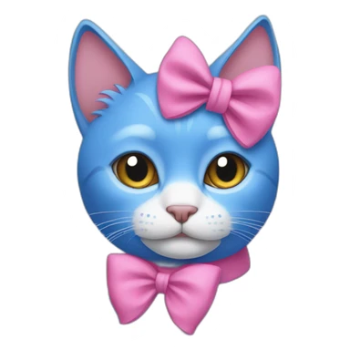 blue cat with a pink bow on its ear sticker