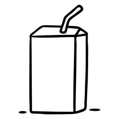 Yellow juice box with straw, children's juice drink sticker