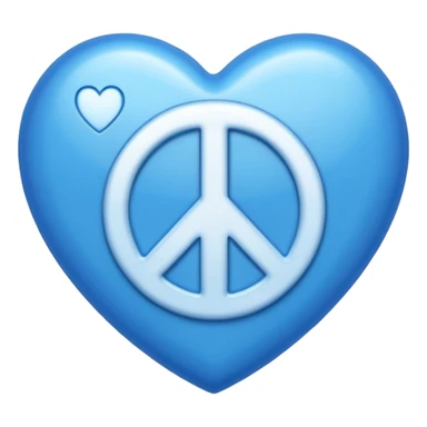 blue heart with a peace sign inside, apple emoji style sticker
