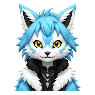 Cool gothic cute Kemonomimi Nekomimi Japanese Anime Kemono Furry Style Vernid-Zeraora-Sergal-Fursuit-furry-fursona sticker