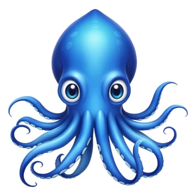 Vibrant blue squid with big eyes and tentacles sticker