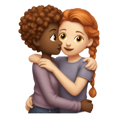 straight red haired girl kissing curls brown haired girl  sticker