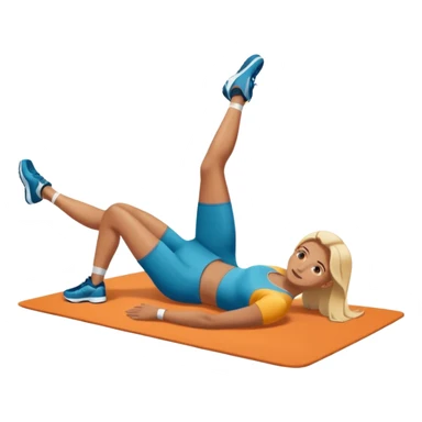 exercise mat with a figure lying and lifting legs sticker