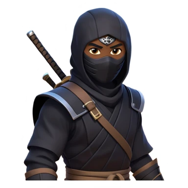 clash-of-clans-aesthetic_-cinematic-mysterious-male-ninja-portrait-emoji, rendered in a flat, vector-style with minimal shading and bold, simplified shapes, with a head slightly turned revealing intense, focused eyes, perched riding on an agile trained panther with glossy fur moving silently through shadowed urban rooftops and moonlit alleyways. sticker