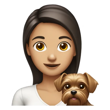 Brunette girl holding yorkshire terrier  sticker