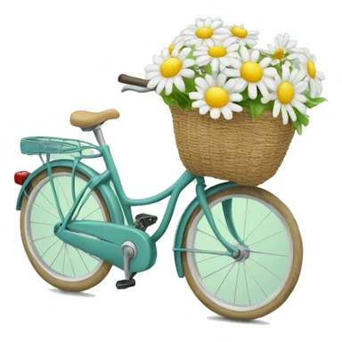 Beach bicycle with front basket with daisies  sticker
