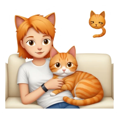 cat and owner relaxing together on sofa sticker