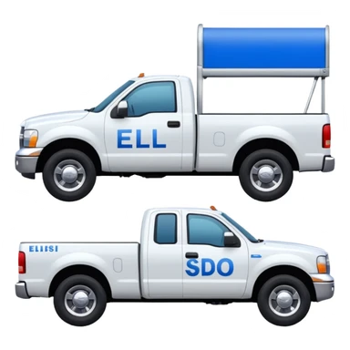 SINGLE WHITE PICKUP TRUCK SIDE VIEW ELLISDON WRITTEN ON SIDE OF TRUCK BLUE LETTERS sticker