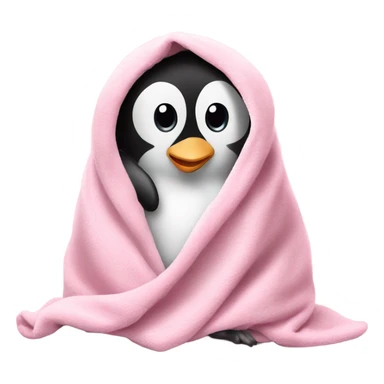 Cute Baby Pinguin covered in a babypink Blanket sticker