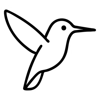 black and white outlined hummingbird icon, no fill sticker