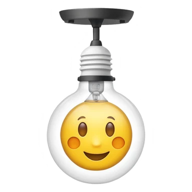 friendly clear emoji of a light attached to a shelf sticker