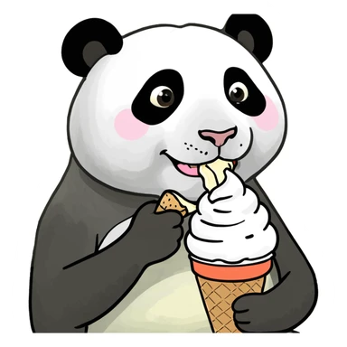 Panda eating ice cream sticker