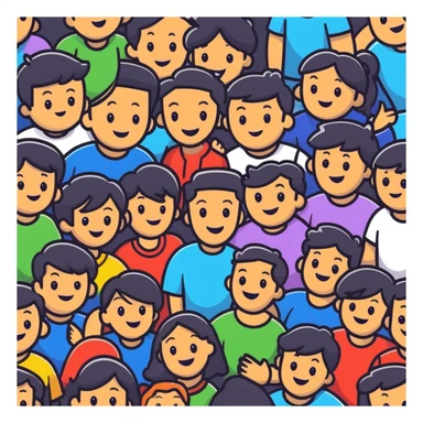 Group of diverse cheerful characters mingling and chatting sticker