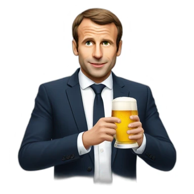 Macron avec une bière sticker