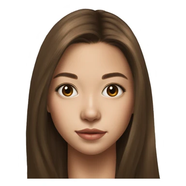 Megan Nakata long brown hair teenager, hyperreal, photoreal portrait sticker