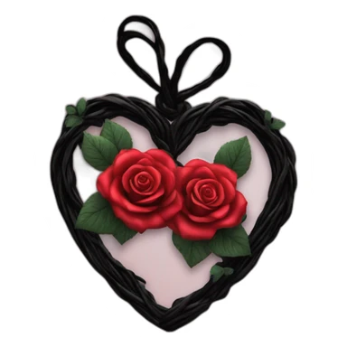 red roses on heart shaped black vines goth style sticker